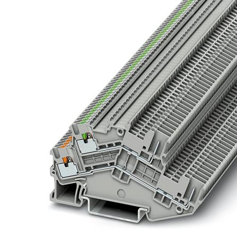 Phoenix Contact 3214496 PTTBS 1.5/S/2P/U-OG/O-GN Series Multi Level Terminal Block Grey, 0.14mm², 1.5 mm², 2-Level,
