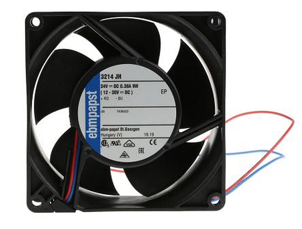 ebm-papst 3200 J - S-Force Series Axial Fan, 24V dc, 146 m³/h, 9 W, 375 mA Max, IP54, IP68 92 mm 92mm 38 mm