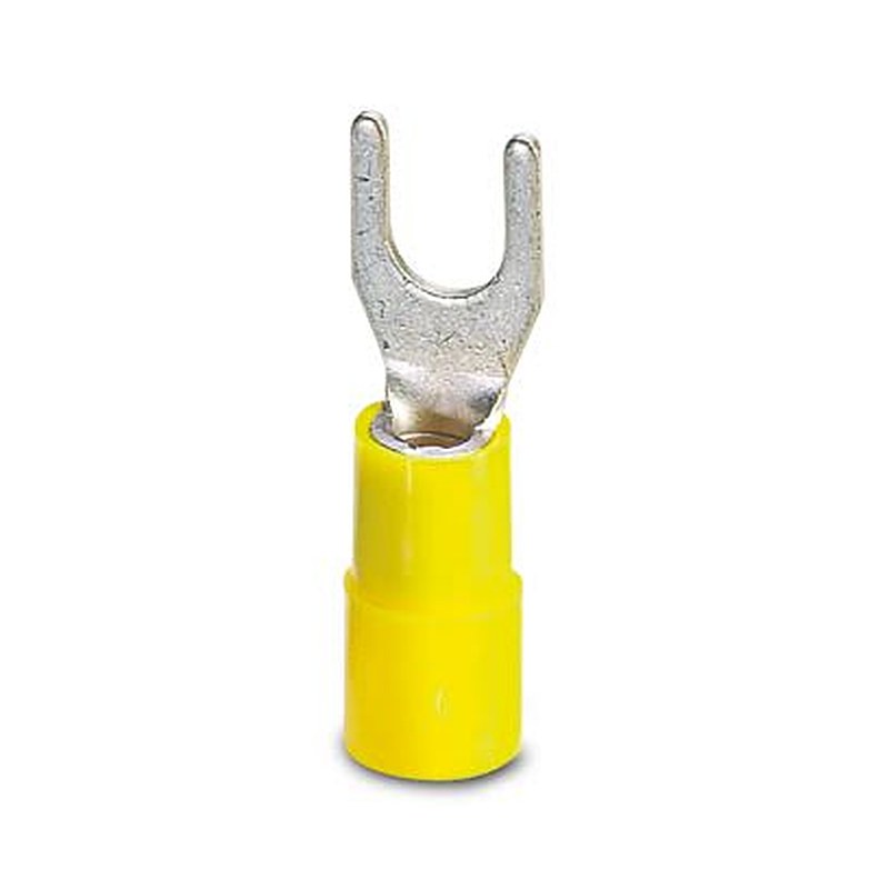 Phoenix Contact, C-FCI Insulated Fork Terminal, 11 AWG to 9 AWG, M4 Stud Size Polyamide, Yellow