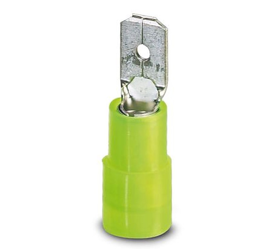 Phoenix Contact C-SCMI Yellow Insulated Male Spade Connector, Crimp, 6.3 x 0.8 mm Tab Size