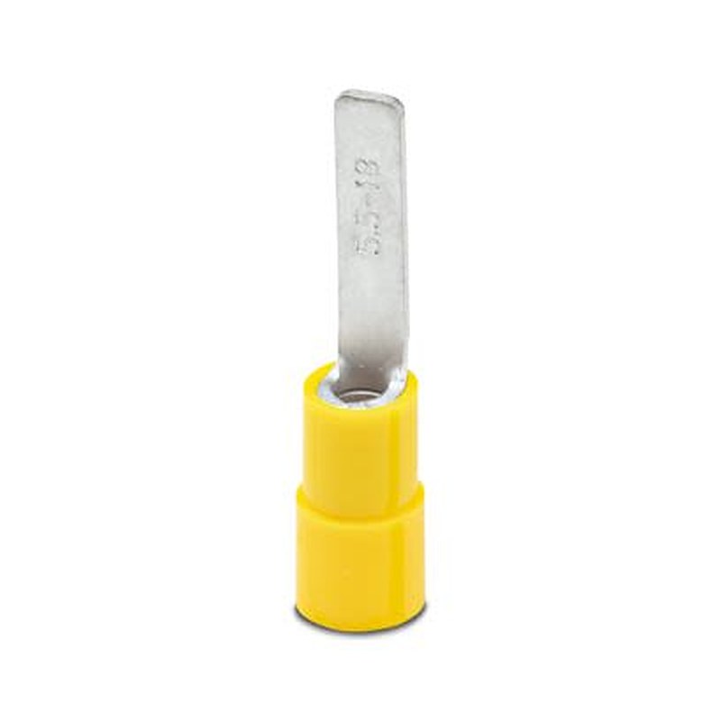 Phoenix Contact Hooked Insulated Lug 32 mm Blade Length, 10 AWG to 12 AWG, Yellow
