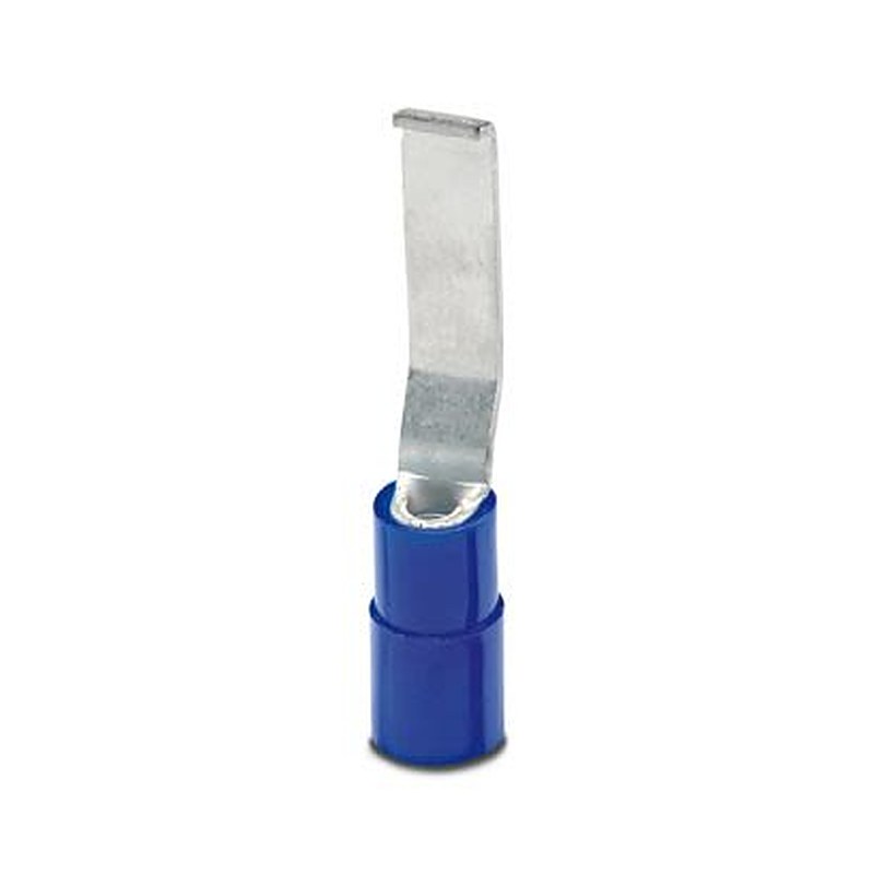 Phoenix Contact Hooked Insulated Blade terminal plug 28.5 mm Blade Length, 14 AWG to 16 AWG, Blue