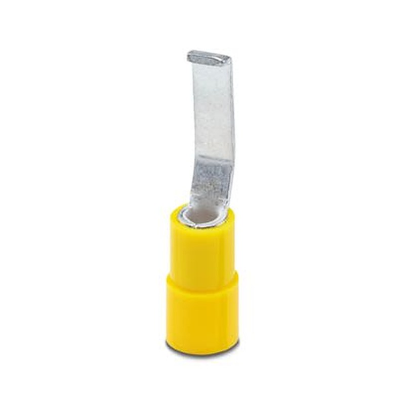 Phoenix Contact Hooked Insulated Blade terminal plug 28.5 mm Blade Length, 10 AWG to 12 AWG, Yellow