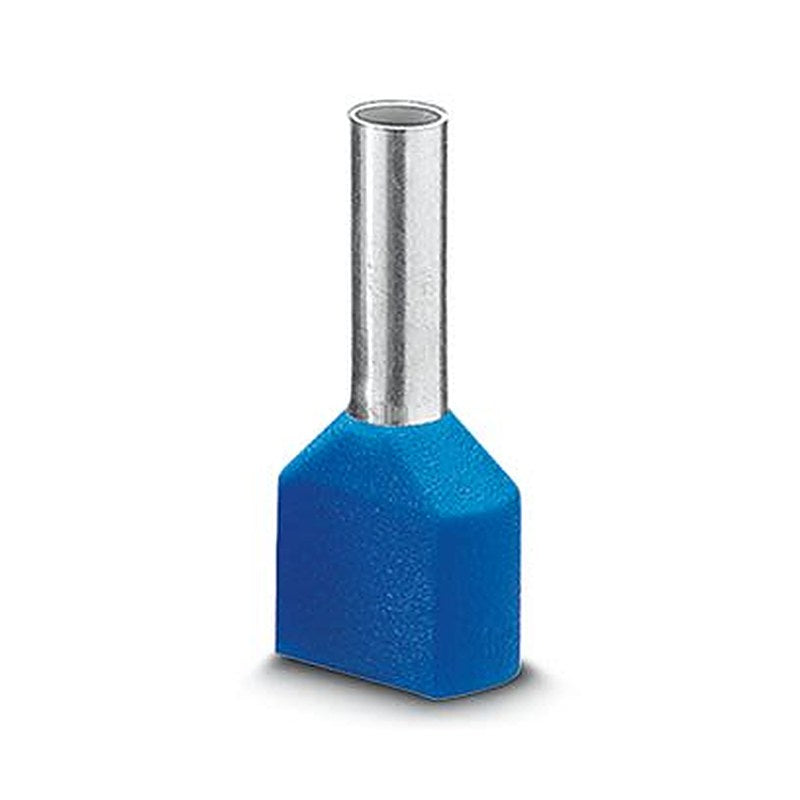 Phoenix Contact, AI-TWIN Insulated Ferrule, 8 mm Pin Length, 1.7 mm Pin Diameter, Blue to 18 AWG Wire Size