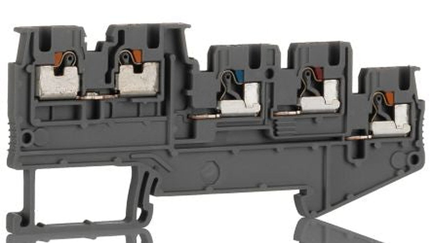 Phoenix Contact 3244452 PTIO 1.5/S/4 Series DIN Rail Terminal Block Grey, 1.5mm², 4-Level, Push-in