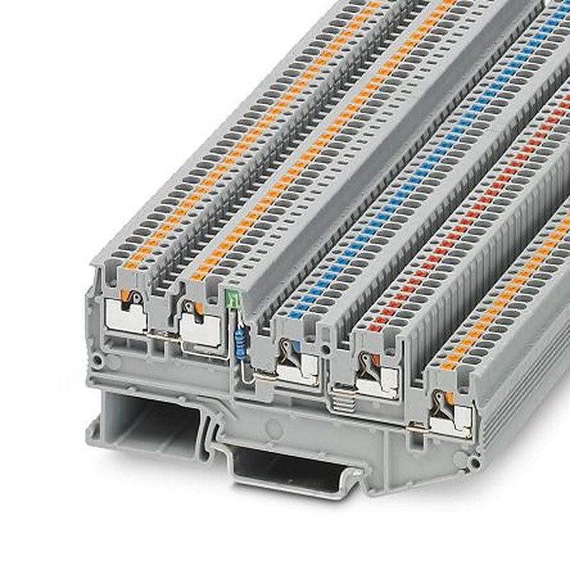 Phoenix Contact 3244520 PTIO 1 Series DIN Rail Terminal Block Grey, 0.14mm², 1.5 mm², 4-Level, Push-in