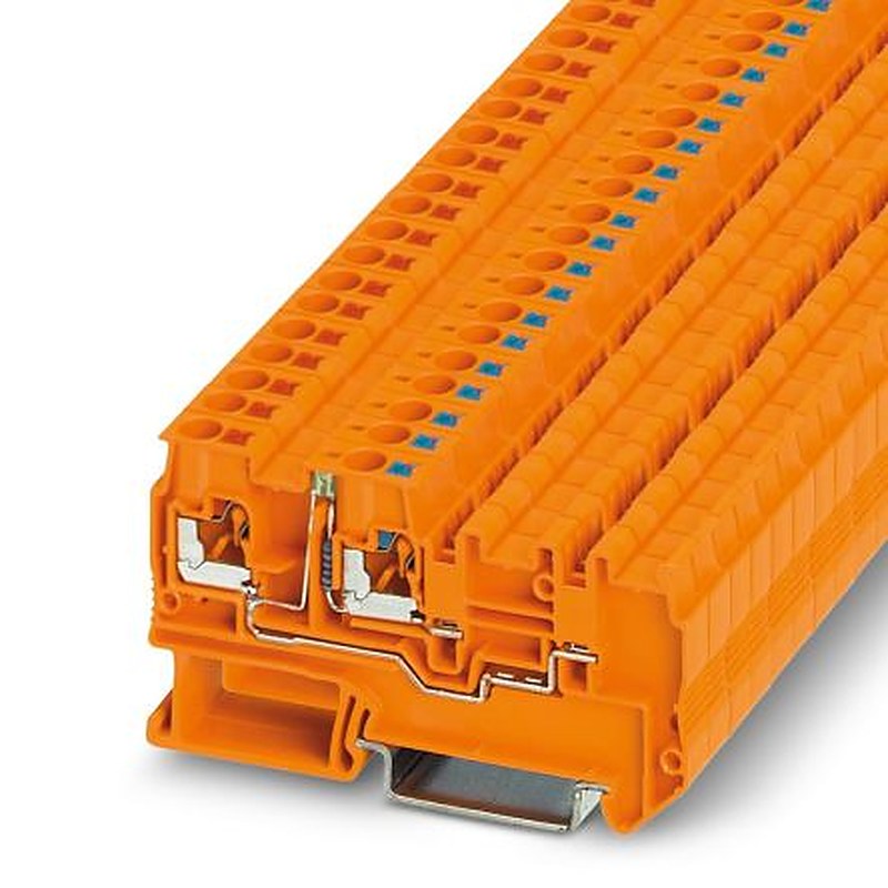 Phoenix Contact 3244561 PTIO 1 Series DIN Rail Terminal Block Orange, 4mm², 3-Level, Push-in