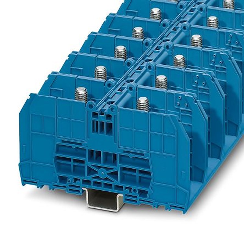 Phoenix Contact 3244616 RBO 10 BU Series Non-Fuse DIN Rail Terminal Blue, 150mm², 6 mm², 1-Level, Bolt, IECEx, EAC Ex,