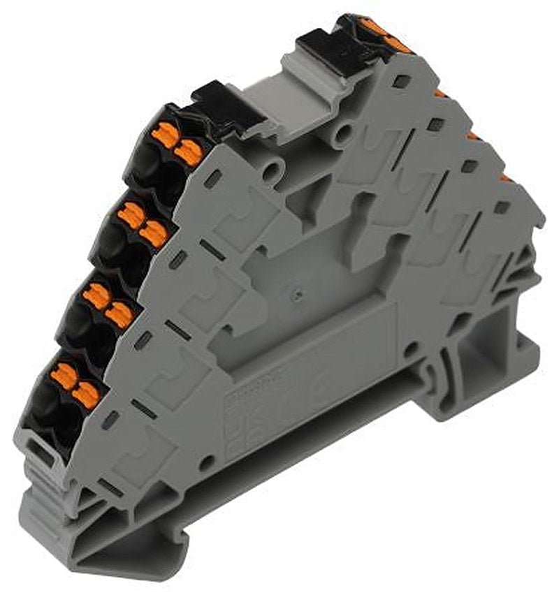 Phoenix Contact 3270125 PTRV 4-PV /BK Series DIN Rail Terminal Block Grey, 0.14mm², 2.5 mm², 4-Level, Push-in
