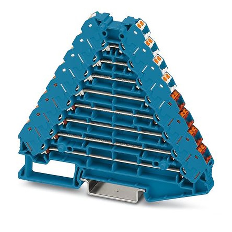 Phoenix Contact 3270134 PTRV 8 BU/WHRD Series DIN Rail Terminal Block Blue, 0.14mm², 2.5 mm², 8-Level, Push-in