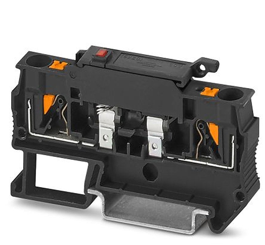 Phoenix Contact 3270205 PTC 4 Series Fuse Modular Terminal Block Black, 6mm², 1-Level Fused, Push-in, ATEX, IECEx