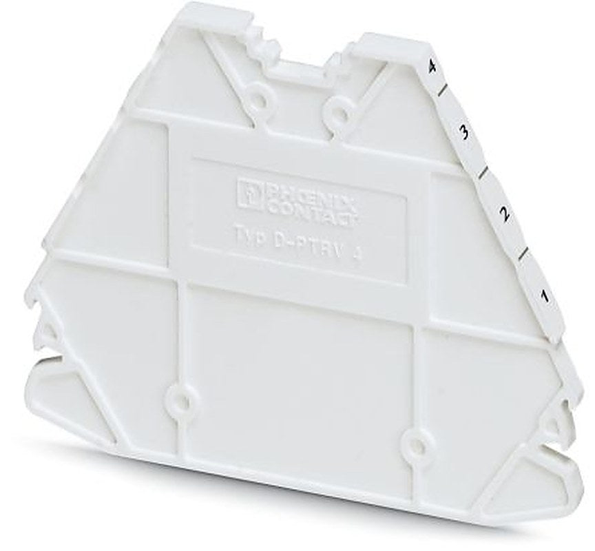 Phoenix Contact D-PTRV 4 WH 4-1 Series End Cover for Use with DIN Rail Terminal Blocks