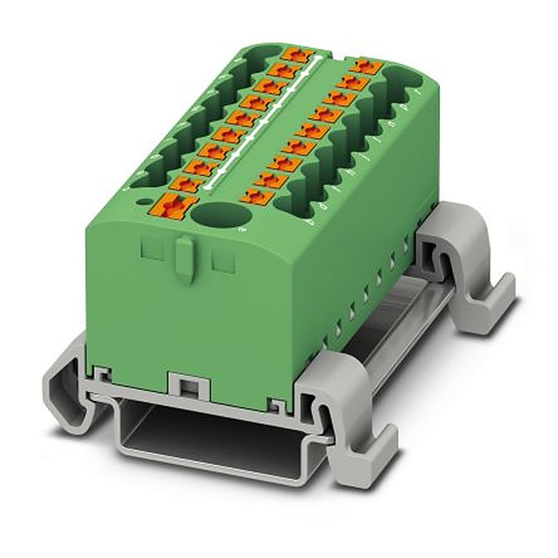 Phoenix Contact Distribution Block, 19 Way, 690V, 24A, Green