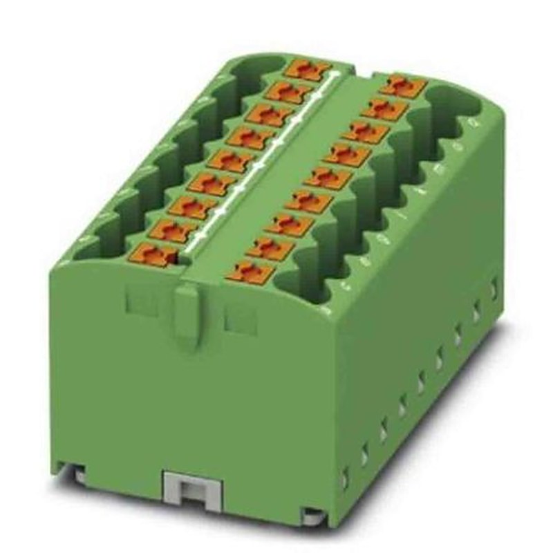 Phoenix Contact Distribution Block, 18 Way, 450V, 24A, Green