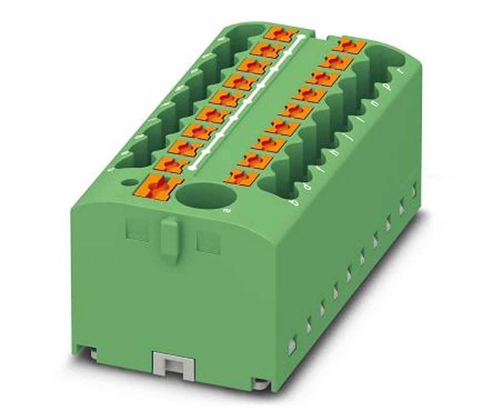 Phoenix Contact Distribution Block, 19 Way, 450V, 24A, Green