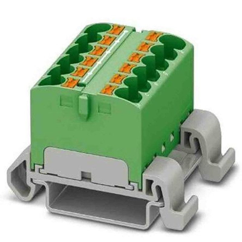 Phoenix Contact Distribution Block, 12 Way, 800V, 32A, Green