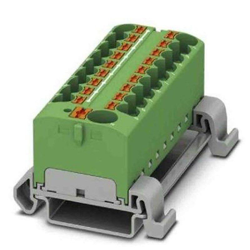 Phoenix Contact Distribution Block, 19 Way, 800V, 32A, Green