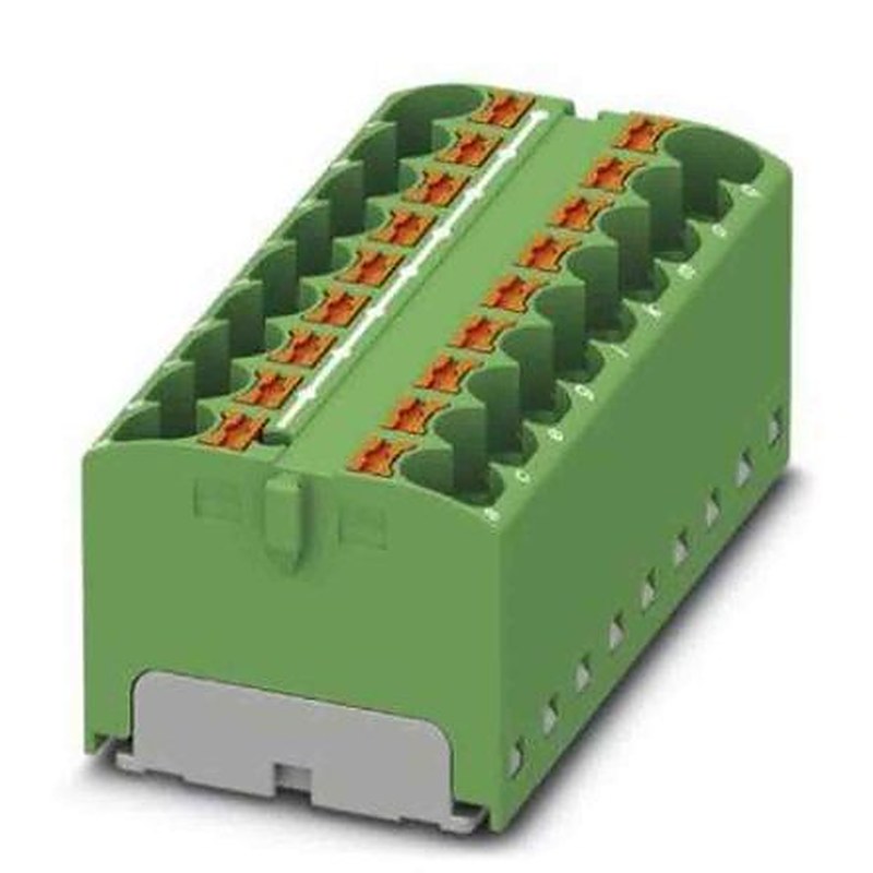 Phoenix Contact Distribution Block, 18 Way, 450V, 32A, Green