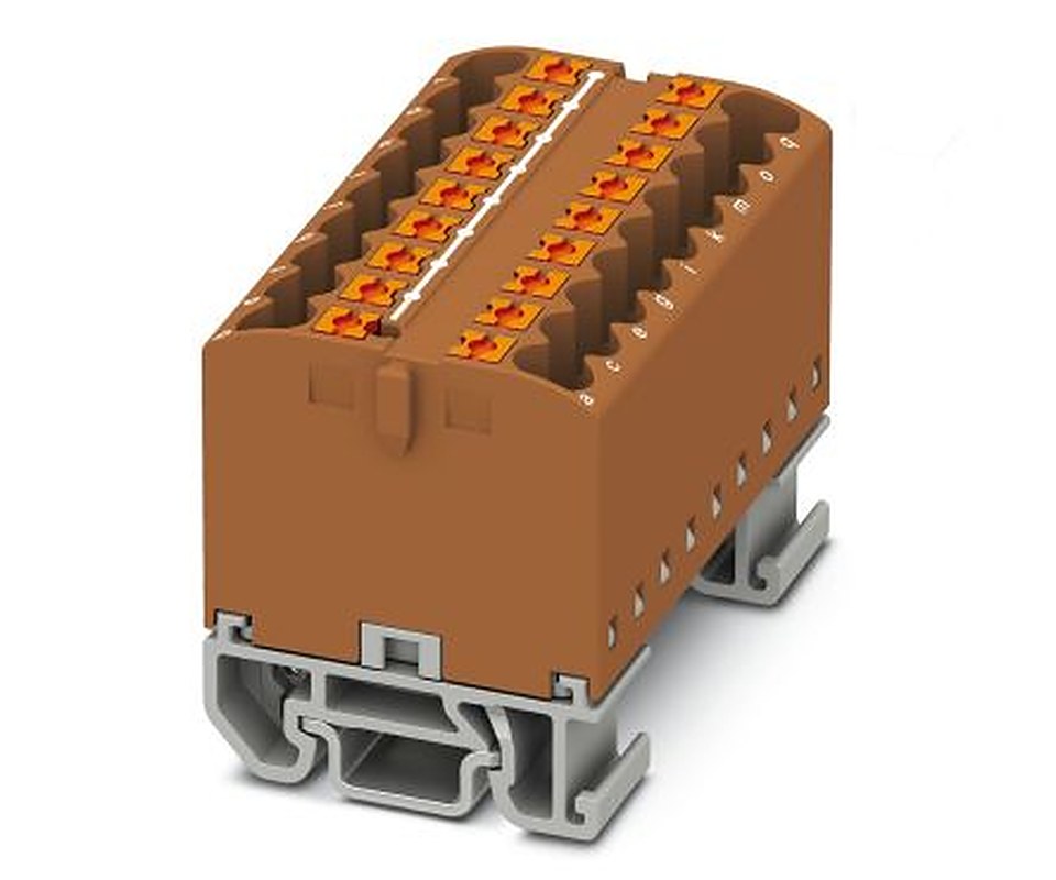 Phoenix Contact Distribution Block, 18 Way, 690V, 24A, Brown