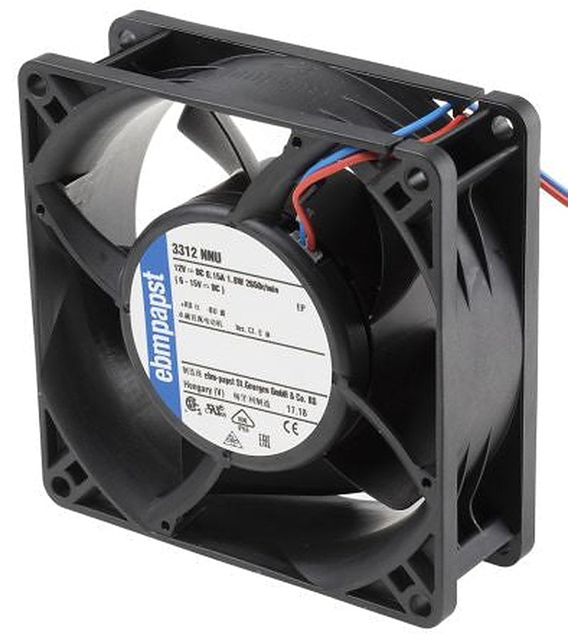 ebm-papst 3300 N - S-Panther Series Axial Fan, 12V dc, 80 m³/h, 1.8 W, 0.12 A Max, IP68 92 mm 92mm 32 mm