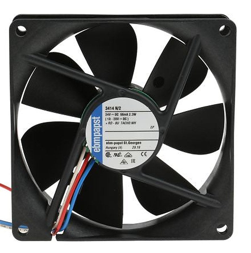 ebm-papst 3400 N Series Axial Fan, 24V dc, 84 m³/h, 2.3 W, 96 mA Max, IP68 92 mm 92mm 25 mm