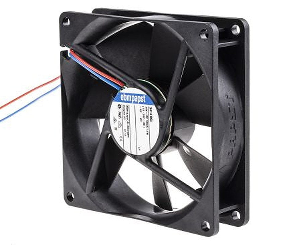 ebm-papst 3400 N Series Axial Fan, 24V dc, 61 m³/h, 1.4 W, 58 mA Max, IP68 92 mm 92mm 25.4 mm