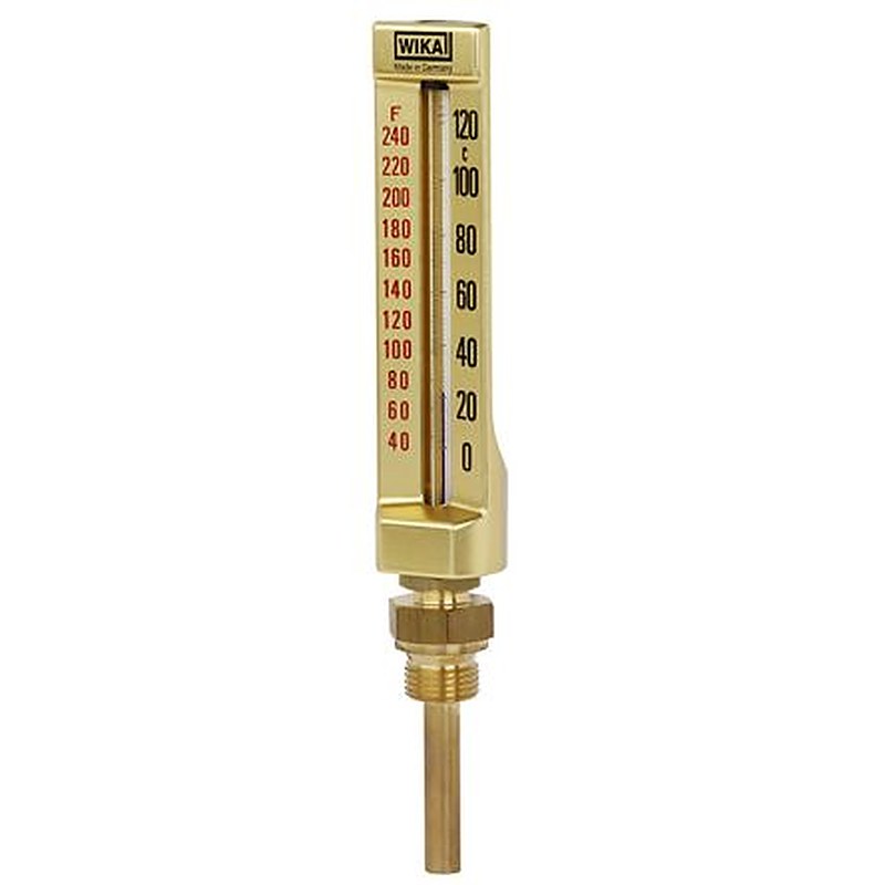 WIKA Panel Mounting Glass Thermometer, 50 °C max