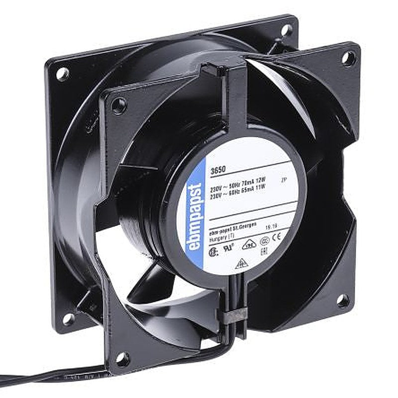ebm-papst 3000 Series Axial Fan, 230V ac, 75 m³/h, 12 W, 52 mA Max 92 mm, 92mm, 38 mm