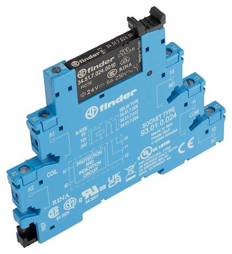Finder 38 Series Interface Relay, DIN Rail, 24V ac/dc Coil, SPDT, 12mA