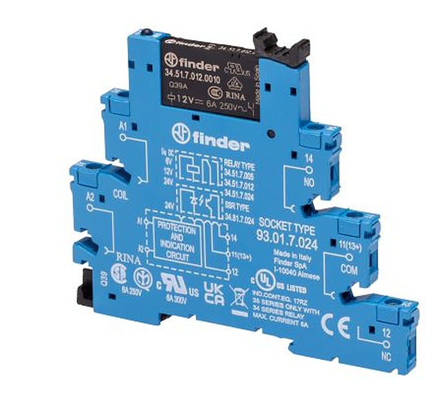 Finder 38 Series Interface Relay, DIN Rail, 12V dc Coil, SPDT, 15.2mA