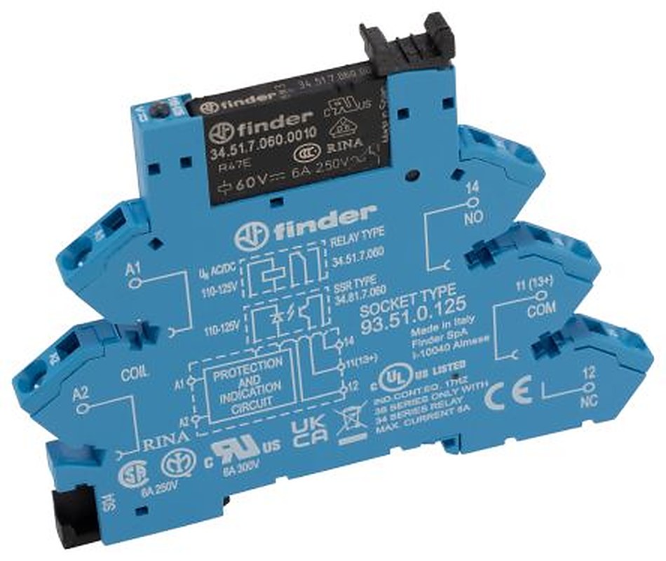 Finder 38 Series Interface Relay, DIN Rail, 110V ac/dc Coil, SPDT, 5mA