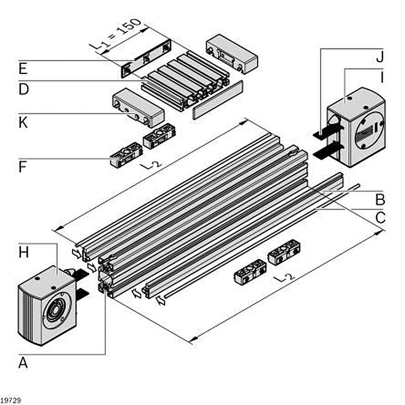Bosch Rexroth Drive Head, Connecting Component, Strut Profile 45 x 90 mm, Groove Size 45 x 90 mm