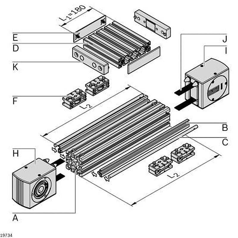 Bosch Rexroth Drive Head, Connecting Component, Strut Profile 90 x 90 mm