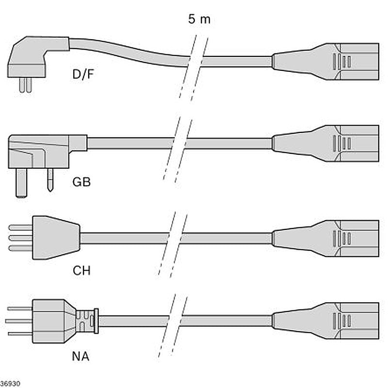Bosch Rexroth Power Cord, 5 m Black