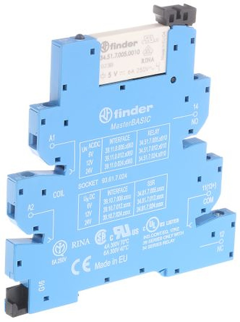 Finder 39 Series Interface Relay, DIN Rail, 6V ac/dc Coil, SPDT