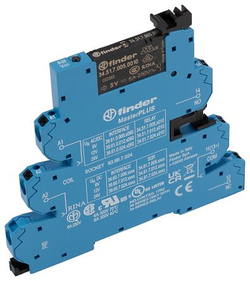 Finder 39 Series Interface Relay, DIN Rail, 6V ac/dc Coil, SPDT, 35mA