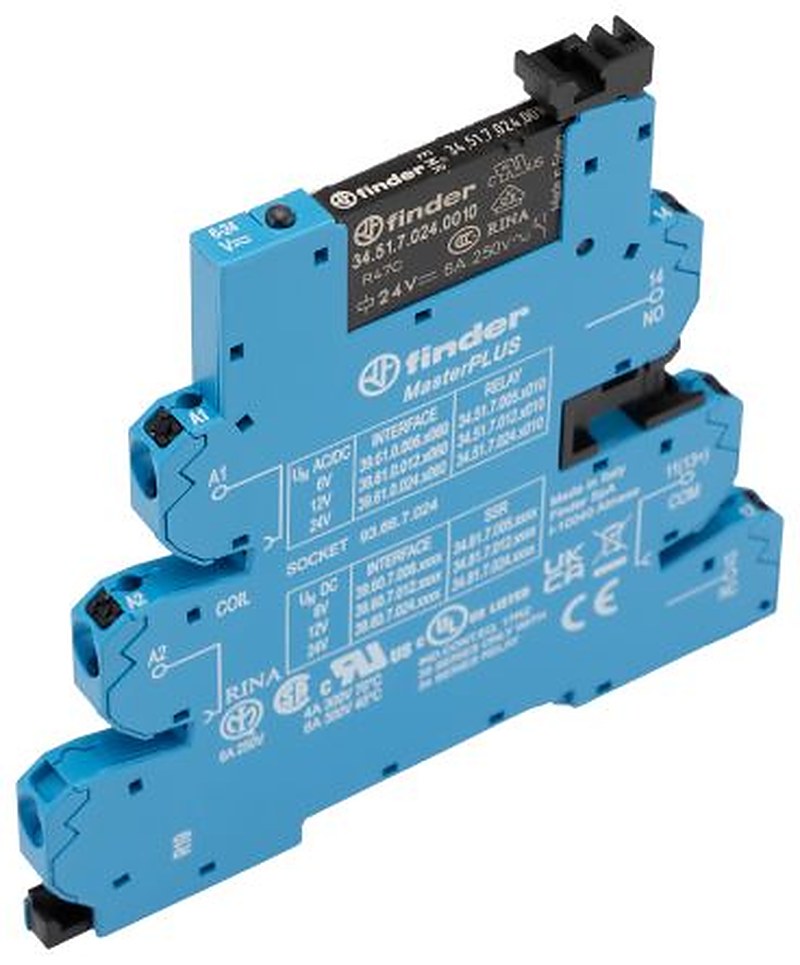 Finder 39 Series Interface Relay, DIN Rail, 24V ac/dc Coil, SPDT, 11mA