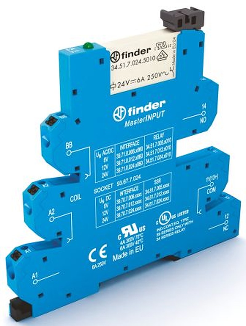 Finder 39 Series Interface Relay, DIN Rail, 230V ac Coil, SPDT, 4.3mA
