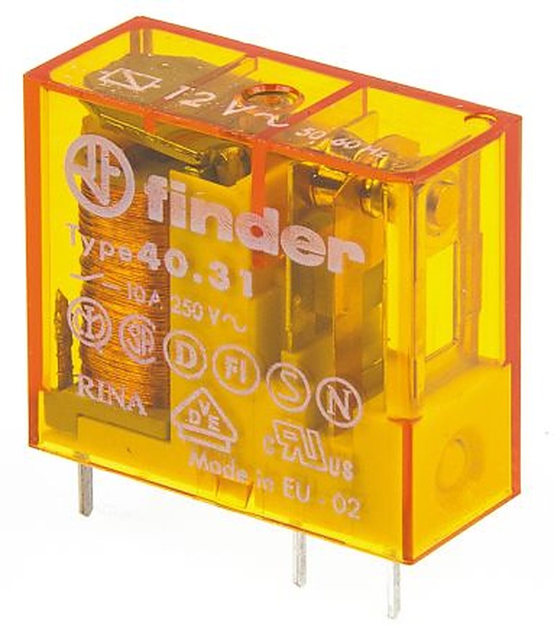 Finder PCB Power Relay, 12V ac Coil, 10A Switching Current, SPDT