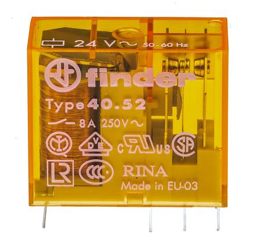 Finder PCB Power Relay, 24V ac Coil, 8A Switching Current, DPDT