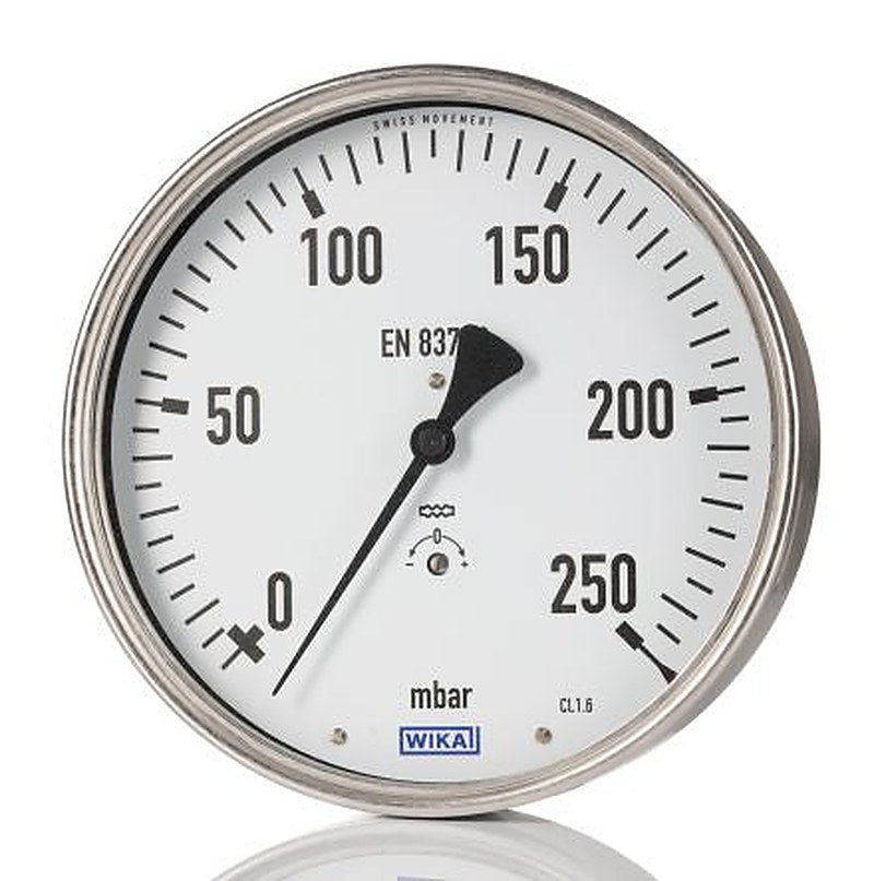WIKA G 1/2 Threaded Pressure Gauge, 160 mm, 0 bar