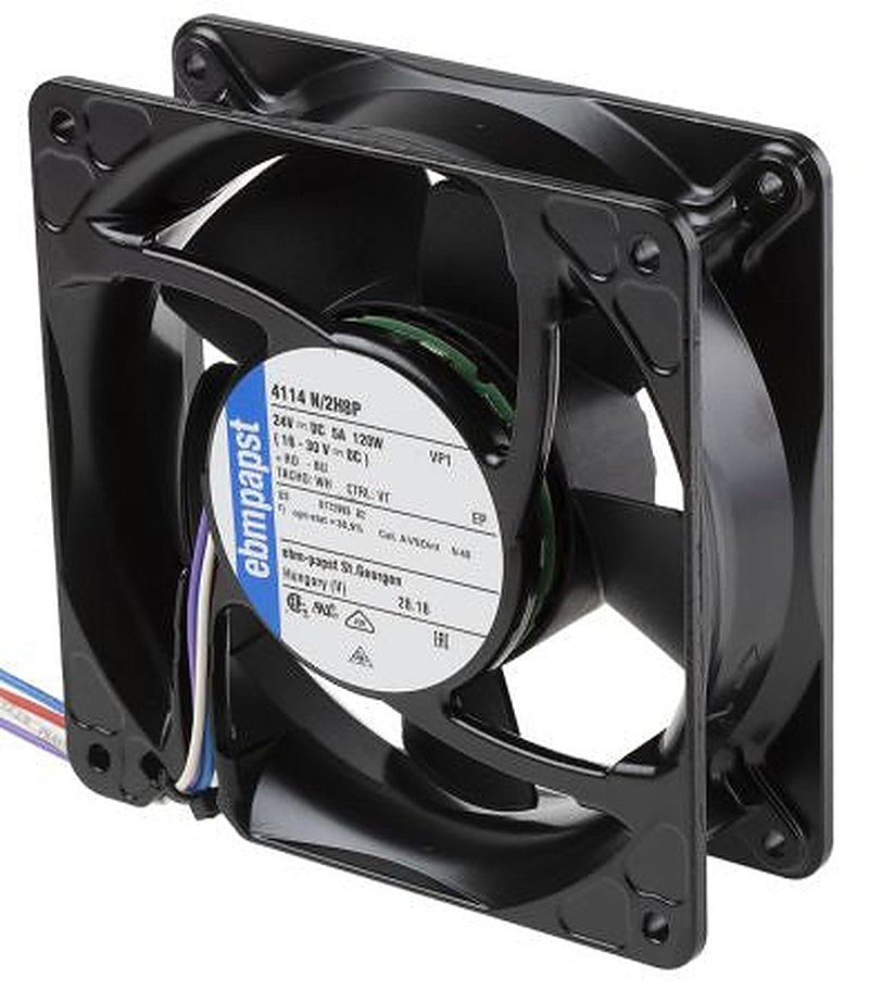ebm-papst 4100 NH8 - S-Force Series Axial Fan, 24V dc, 570 m³/h, 120 W, IP20 119 mm 119mm 38 mm