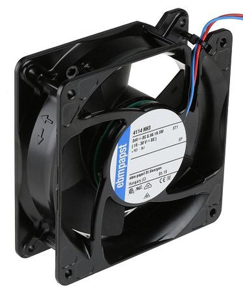 ebm-papst 4100 NH3 - S-Force Series Axial Fan, 24V dc, 310 m³/h, 19.5 W, 812 mA Max 119 mm 119mm 38 mm