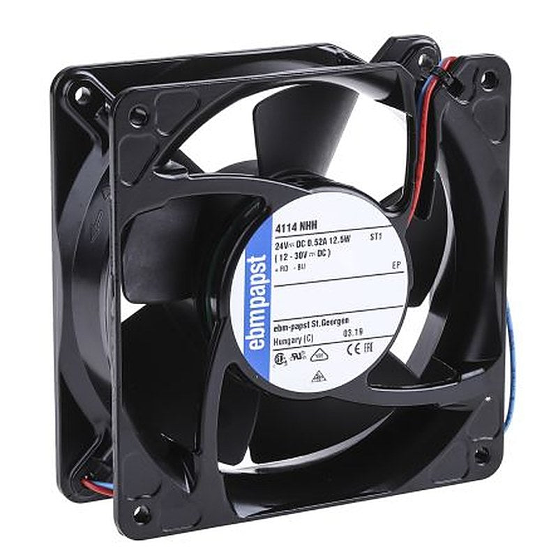 ebm-papst 4100 NHH - S-Force Series Axial Fan, 24V dc, 260 m³/h, 12.4 W, IP54, IP68 119 mm 38mm 119 mm