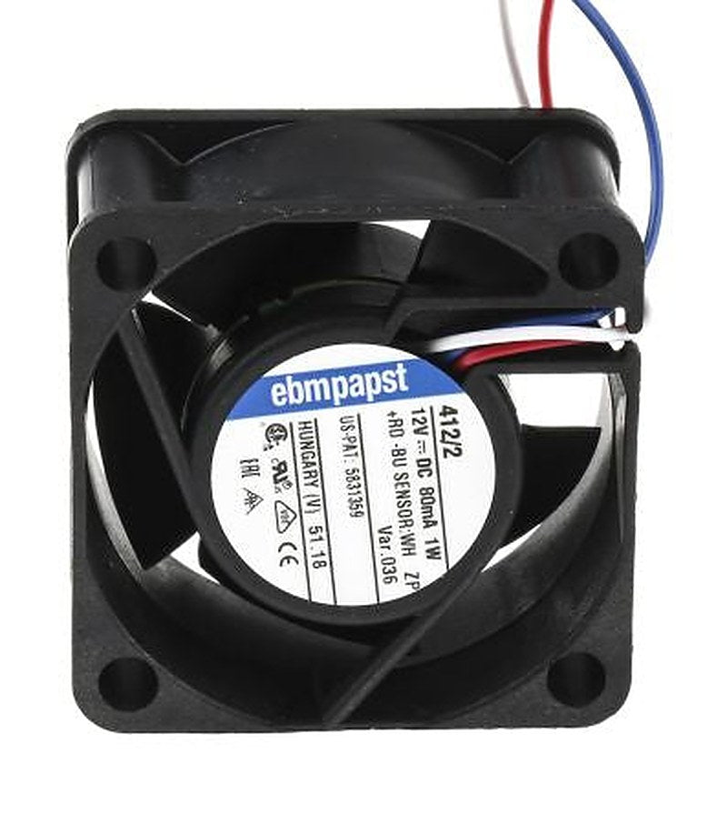 ebm-papst 400 Series Axial Fan, 12V dc, 10 m³/h, 1 W, 70 mA Max 40 mm 40mm 20 mm