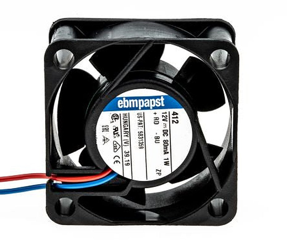 ebm-papst 400 Series Axial Fan, 12V dc, 10 m³/h, 800 mW, 67 mA Max 40 mm 40mm 20 mm