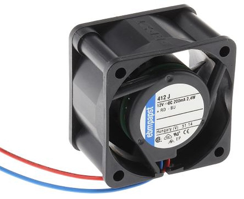 ebm-papst 400 Series Axial Fan, 12V dc, 19 m³/h, 2.4 W, 200 mA Max 40 mm 40mm 25.4 mm