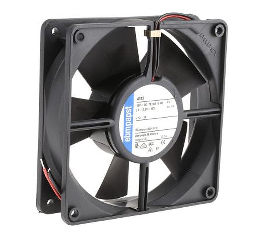ebm-papst 4300 Series Axial Fan, 12V dc, 204 m³/h, 9.4 W, 783 mA Max, IP68 119 mm 119mm 32 mm