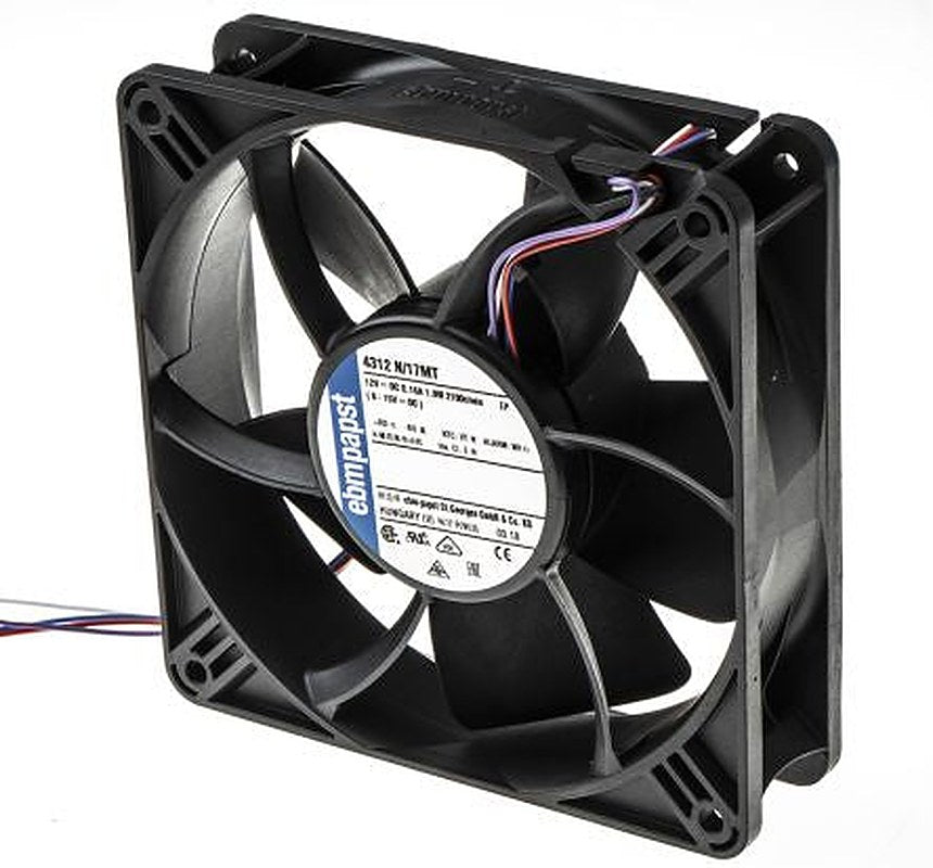 ebm-papst 4300 N - S-Panther Series Axial Fan, 12V dc, 148 m³/h, 1.9 W, 0.12 A Max, IP20 119 mm 32mm 32 mm