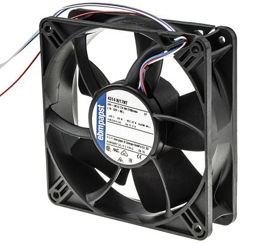 ebm-papst 4300 N - S-Panther Series Axial Fan, 24V dc, 187 m³/h, 4 W, 0.12 A Max, IP20 119 mm 32mm 32 mm